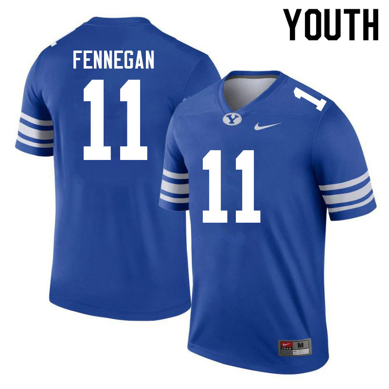 Youth #11 Cade Fennegan BYU Cougars College Football Jerseys Sale-Royal - Click Image to Close